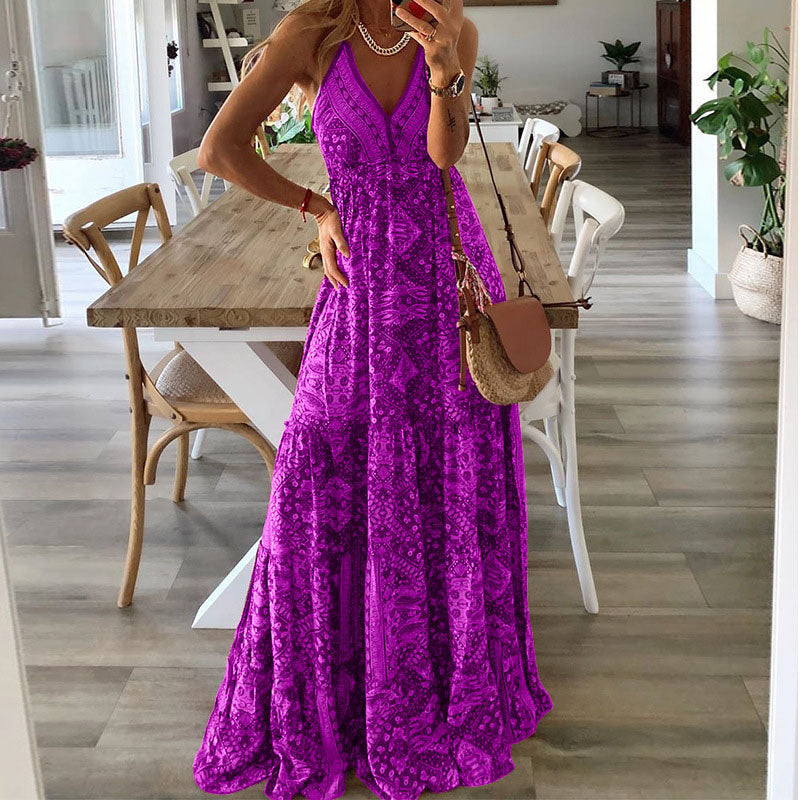 Audrey | Women’s Maxi Dress with Boho Printed V Neck