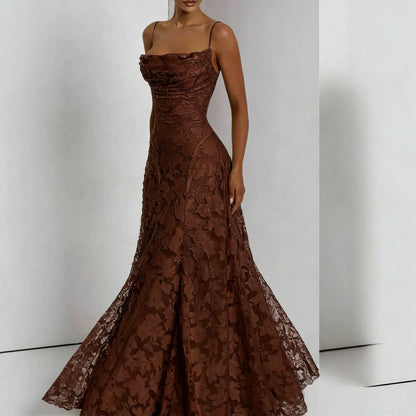 Emily | Women’s Maxi Dress with Floral Lace Appliqués