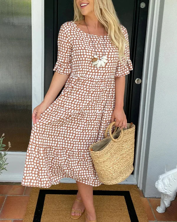 Nadia | Women's printed midi dress with tiered skirt