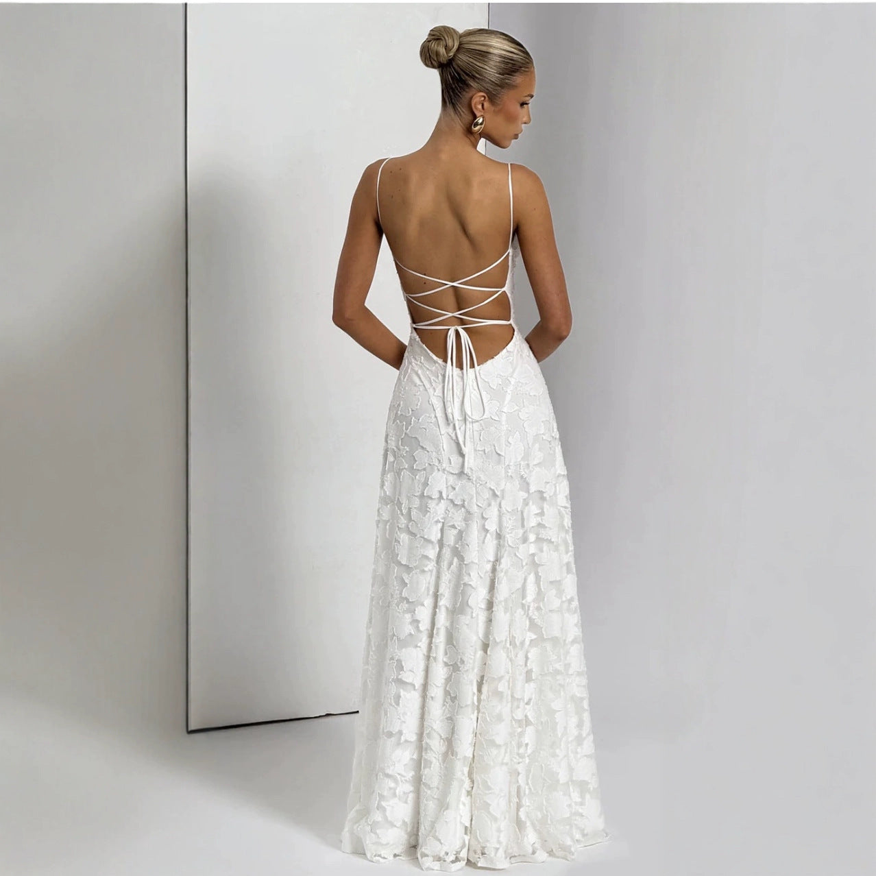 Emily | Women’s Maxi Dress with Floral Lace Appliqués