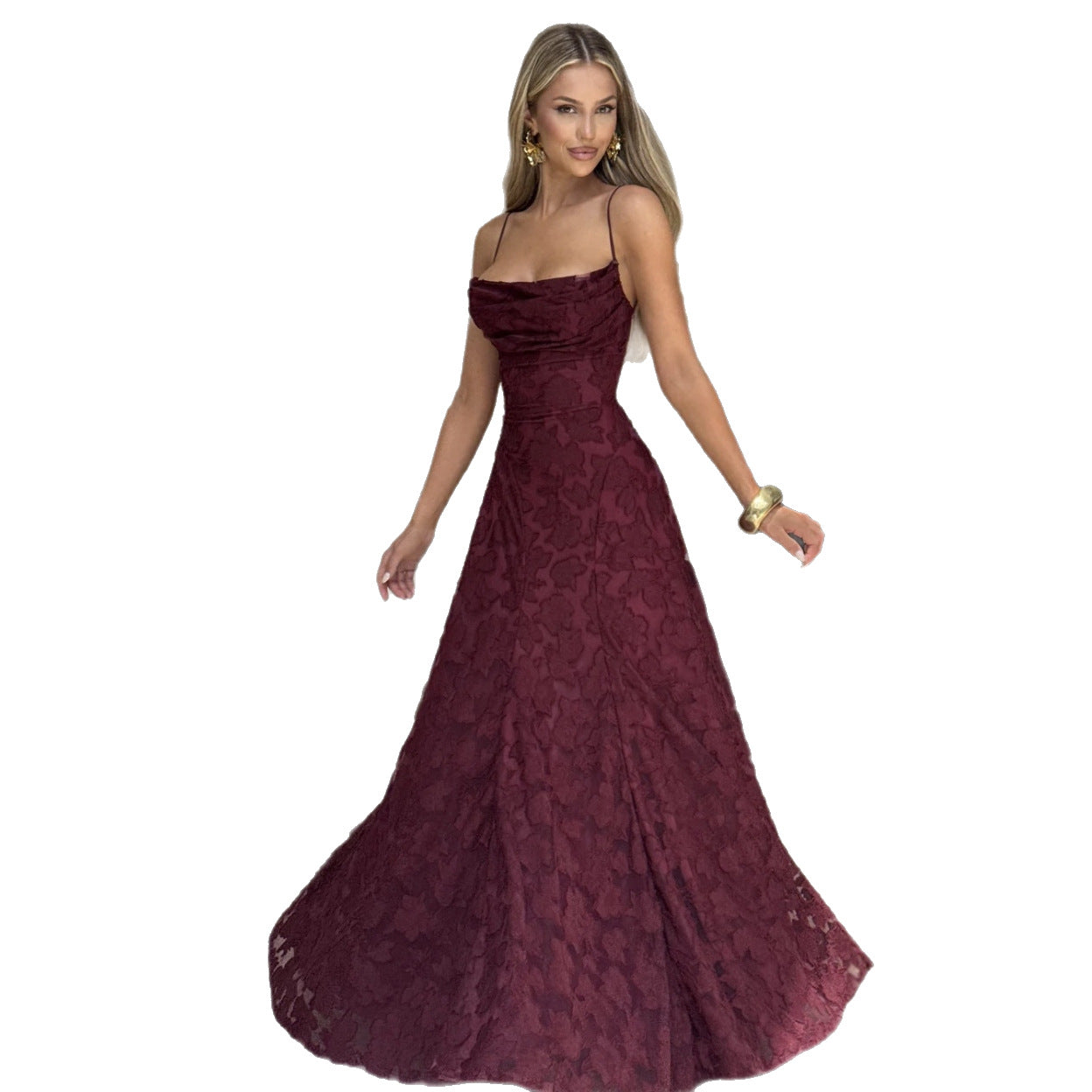 Emily | Women’s Maxi Dress with Floral Lace Appliqués