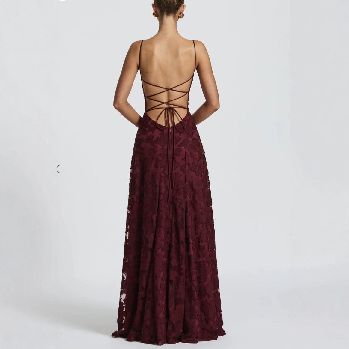 Emily | Women’s Maxi Dress with Floral Lace Appliqués