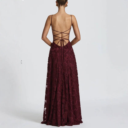 Emily | Women’s Maxi Dress with Floral Lace Appliqués