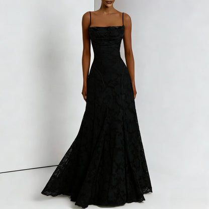 Emily | Women’s Maxi Dress with Floral Lace Appliqués
