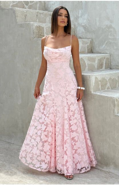 Emily | Women’s Maxi Dress with Floral Lace Appliqués