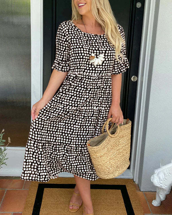 Nadia | Women's printed midi dress with tiered skirt