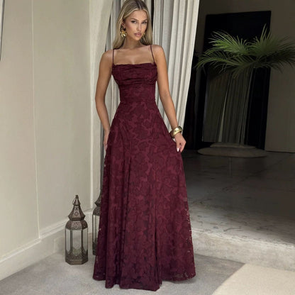 Emily | Women’s Maxi Dress with Floral Lace Appliqués