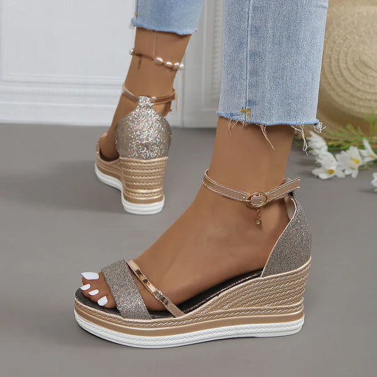 Annette | Women's platform wedge sandals with ankle strap