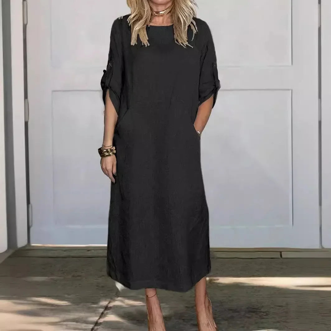 Juliette | Women’s A Line Draped Dress with Loose Fit Evening