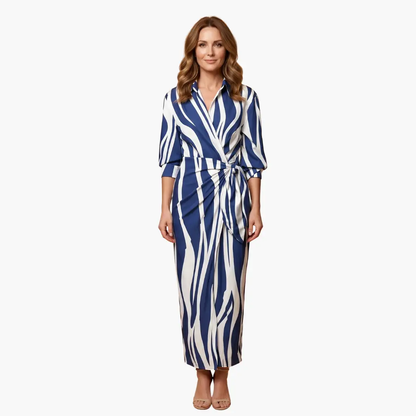 Isabella | Women’s Shirt Maxi Dress with Striped Made of Cotton