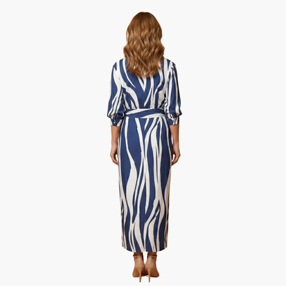 Isabella | Women’s Shirt Maxi Dress with Striped Made of Cotton