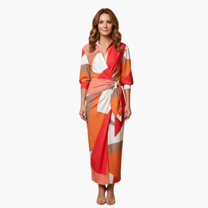 Isabella | Women’s Shirt Maxi Dress with Striped Made of Cotton