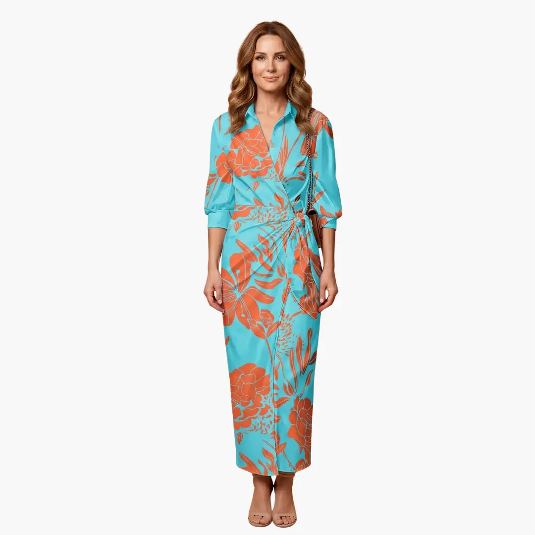 Isabella | Women’s Shirt Maxi Dress with Striped Made of Cotton