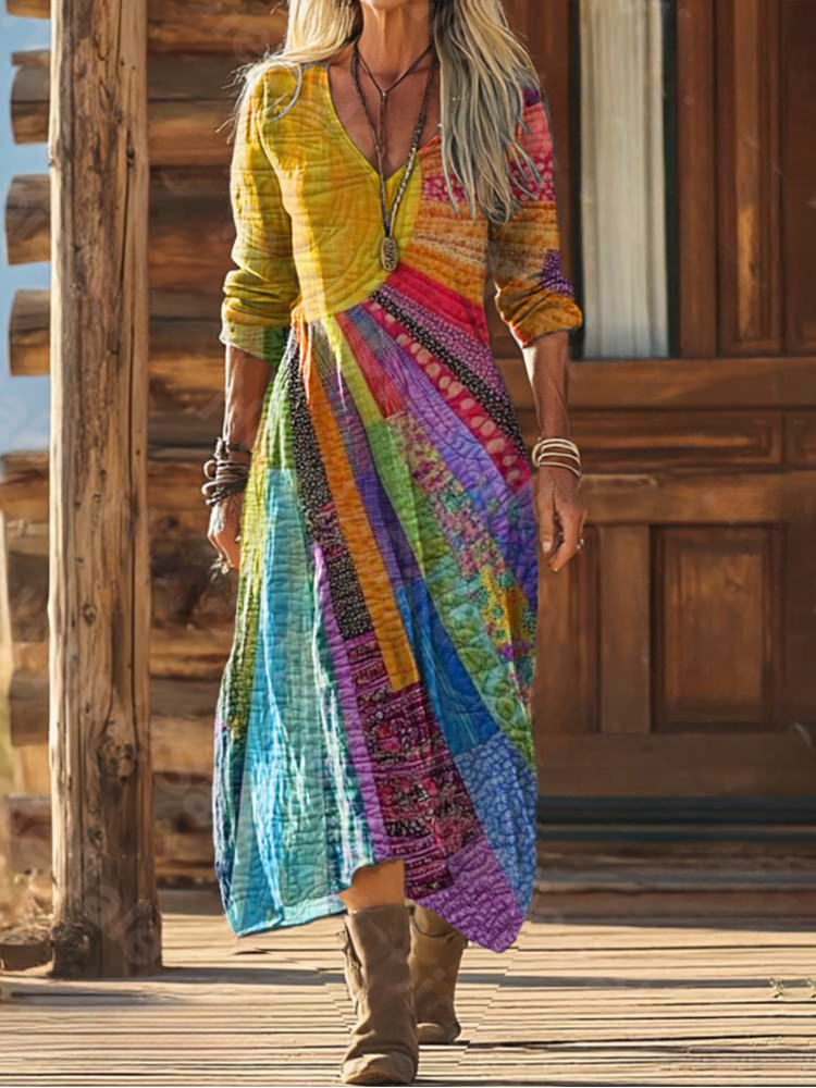 Ondine | Maxi printed dress with long sleeves relaxed fit