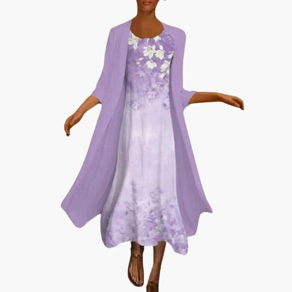 Mia | Women’s Maxi Dress with Floral Open Front Cardigan Set