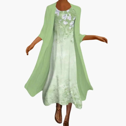 Mia | Women’s Maxi Dress with Floral Open Front Cardigan Set