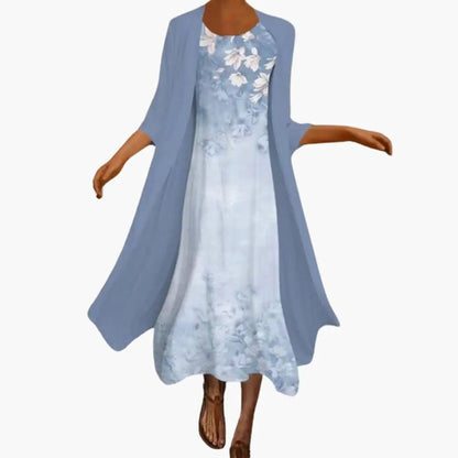 Mia | Women’s Maxi Dress with Floral Open Front Cardigan Set