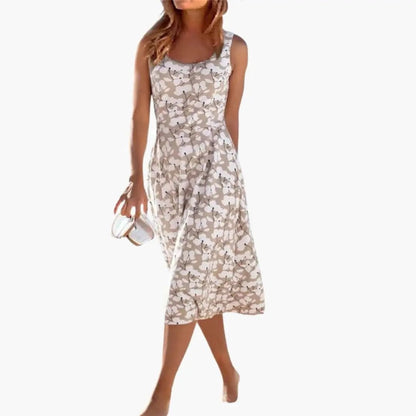 Ava | Women’s Floral Dress with Round Neck Sleeveless