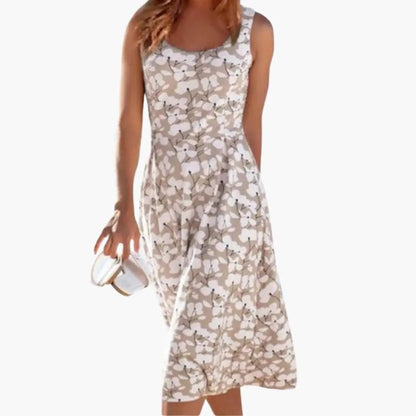 Ava | Women’s Floral Dress with Round Neck Sleeveless