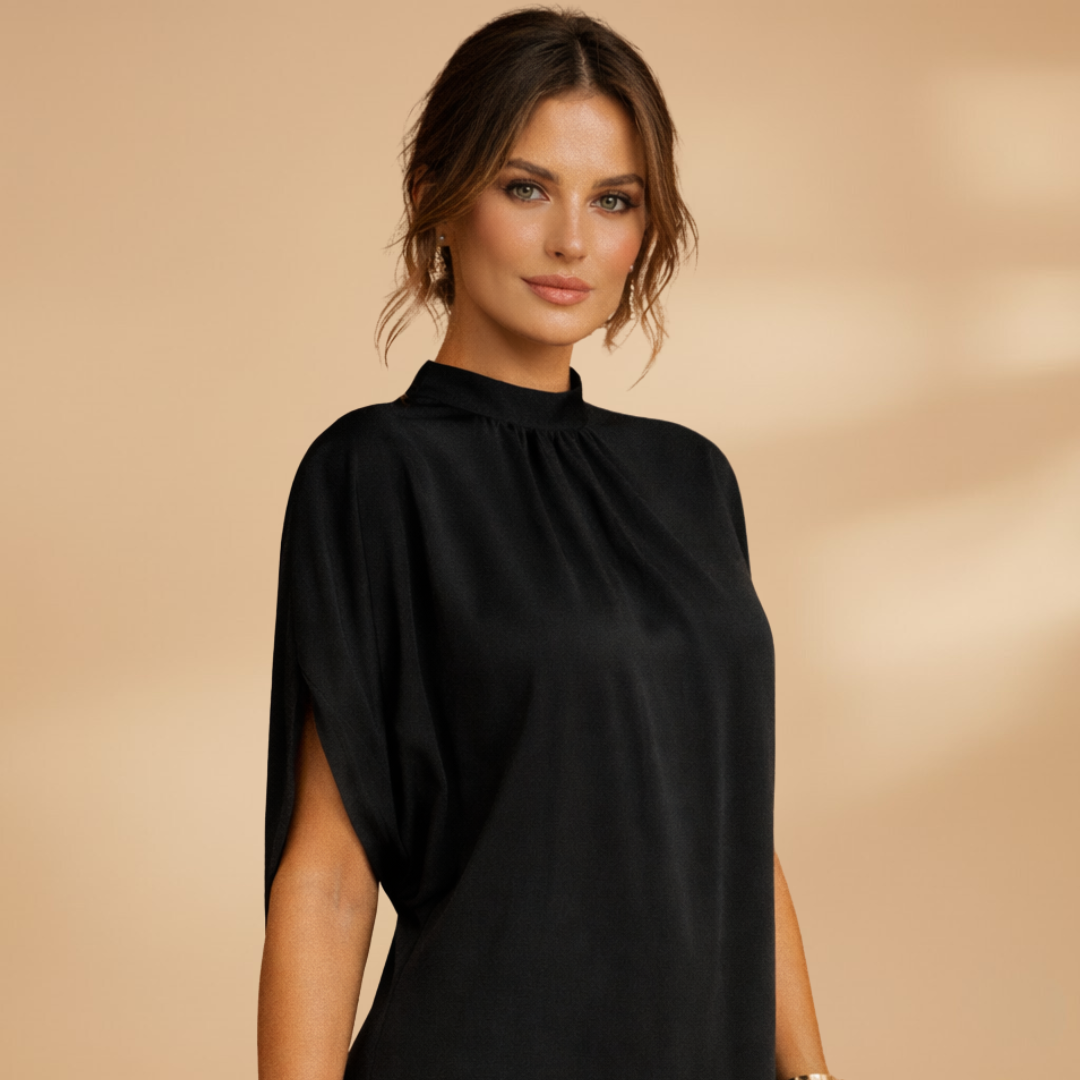 Danica | Women's mock neck shift dress with split sleeves