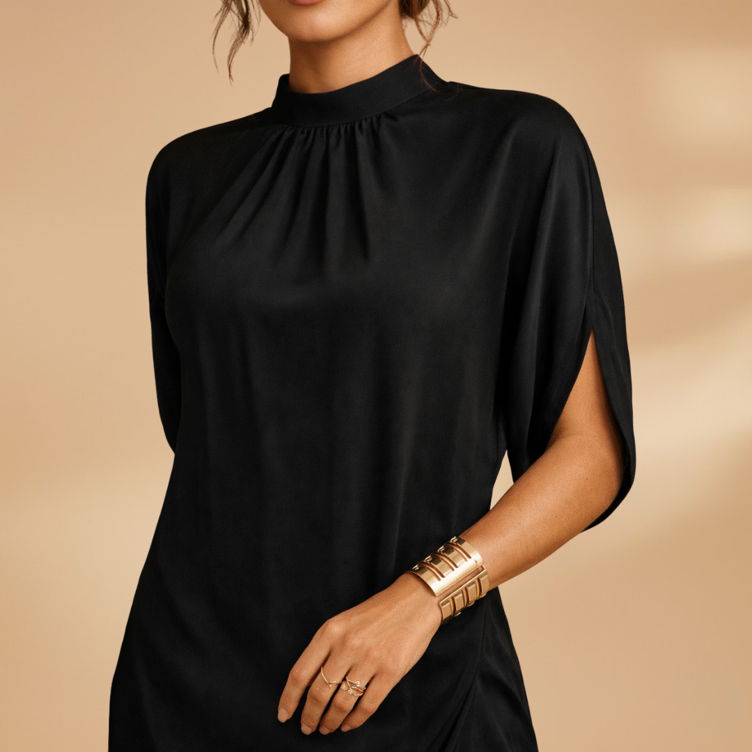 Danica | Women's mock neck shift dress with split sleeves