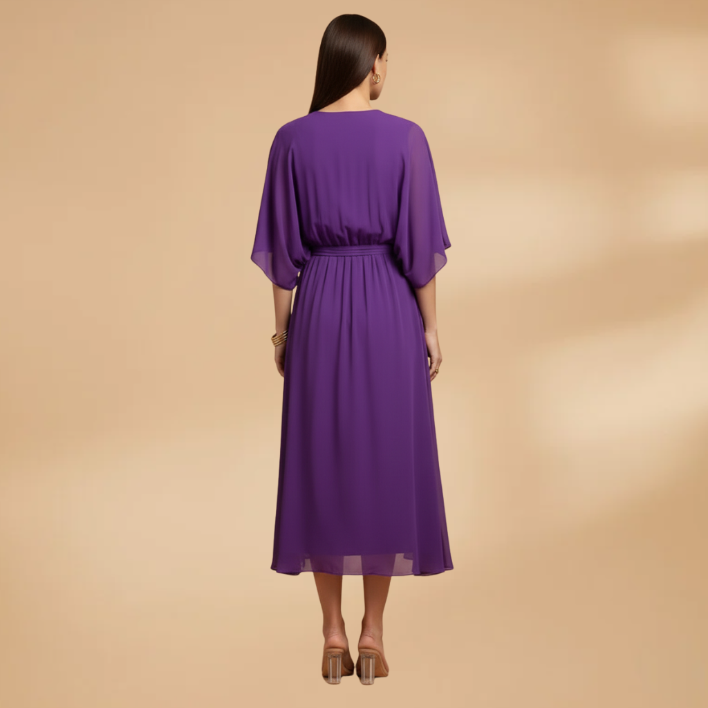 Estelle | Women's chiffon V neck dress with tie waist