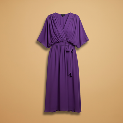 Estelle | Women's chiffon V neck dress with tie waist