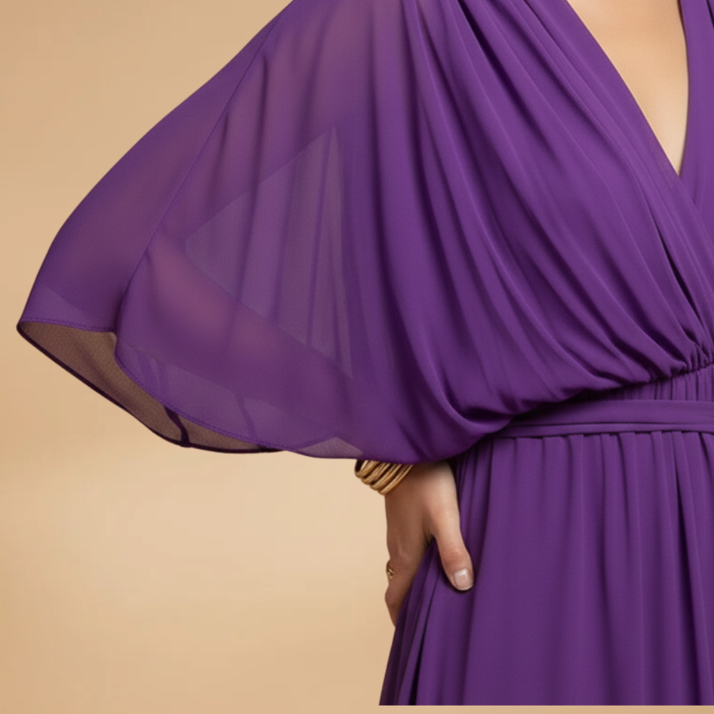 Estelle | Women's chiffon V neck dress with tie waist