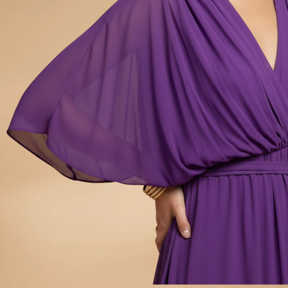 Estelle | Women's chiffon V neck dress with tie waist