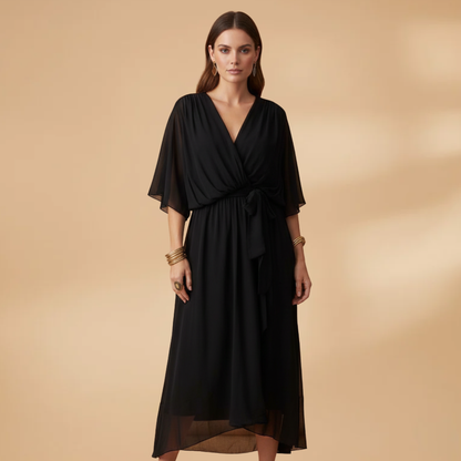 Estelle | Women's chiffon V neck dress with tie waist