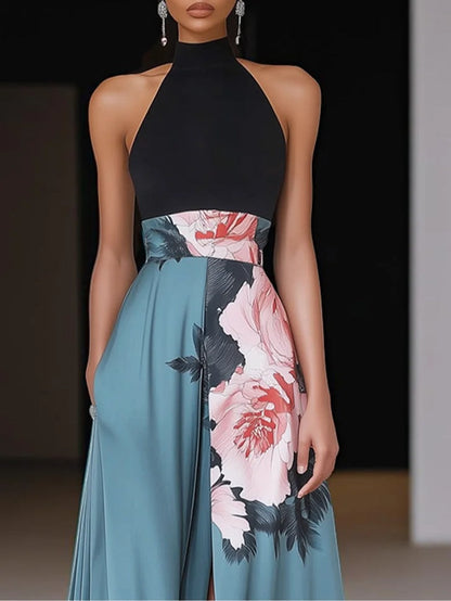 Noelle | Women’s Sleeveless Floral Maxi Dress with A Line Fit