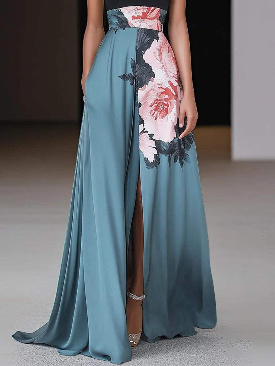 Noelle | Women’s Sleeveless Floral Maxi Dress with A Line Fit