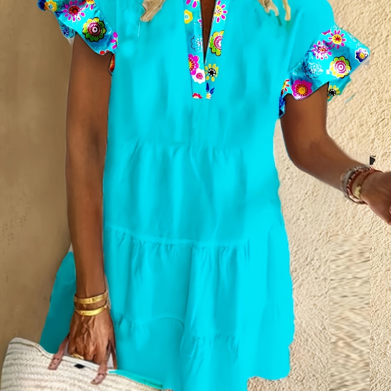 Madeline | Women’s Mini Dress with Boho Ruffle Sleeve