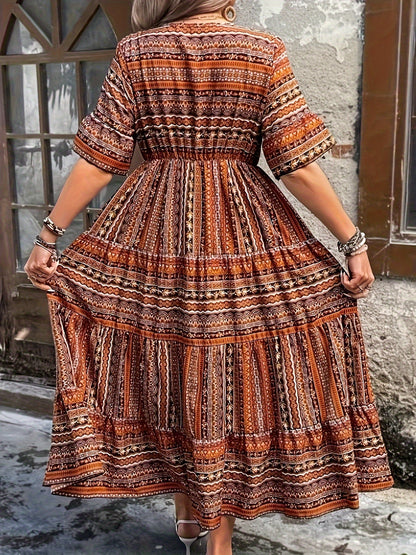 Hailey | Women’s Flowy Midi Dress with Boho Printed