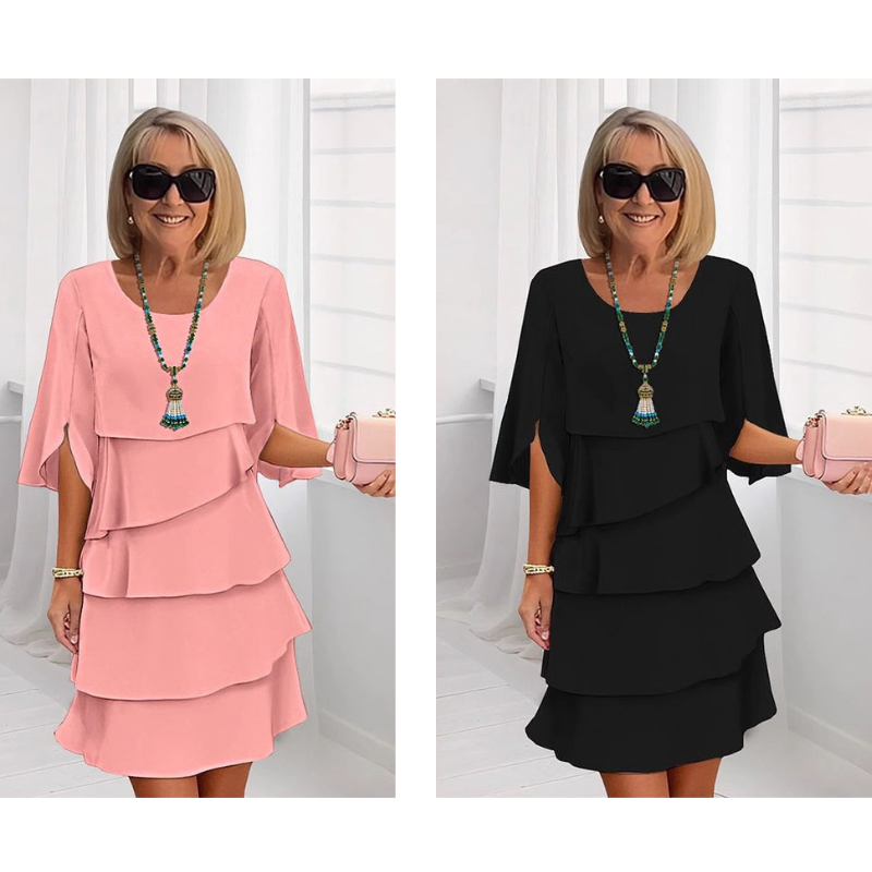 Celestine | Women’s chic layered dress with soft puff sleeves