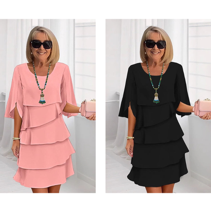 Celestine | Women’s chic layered dress with soft puff sleeves