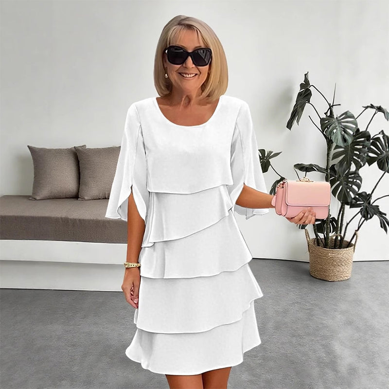 Celestine | Women’s chic layered dress with soft puff sleeves