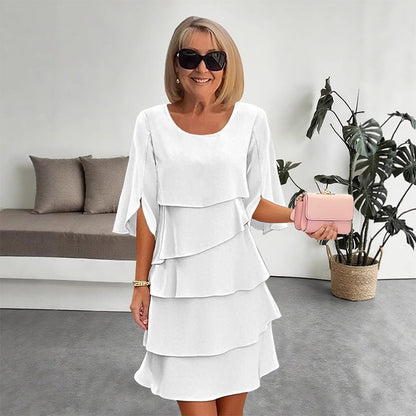 Celestine | Women’s chic layered dress with soft puff sleeves