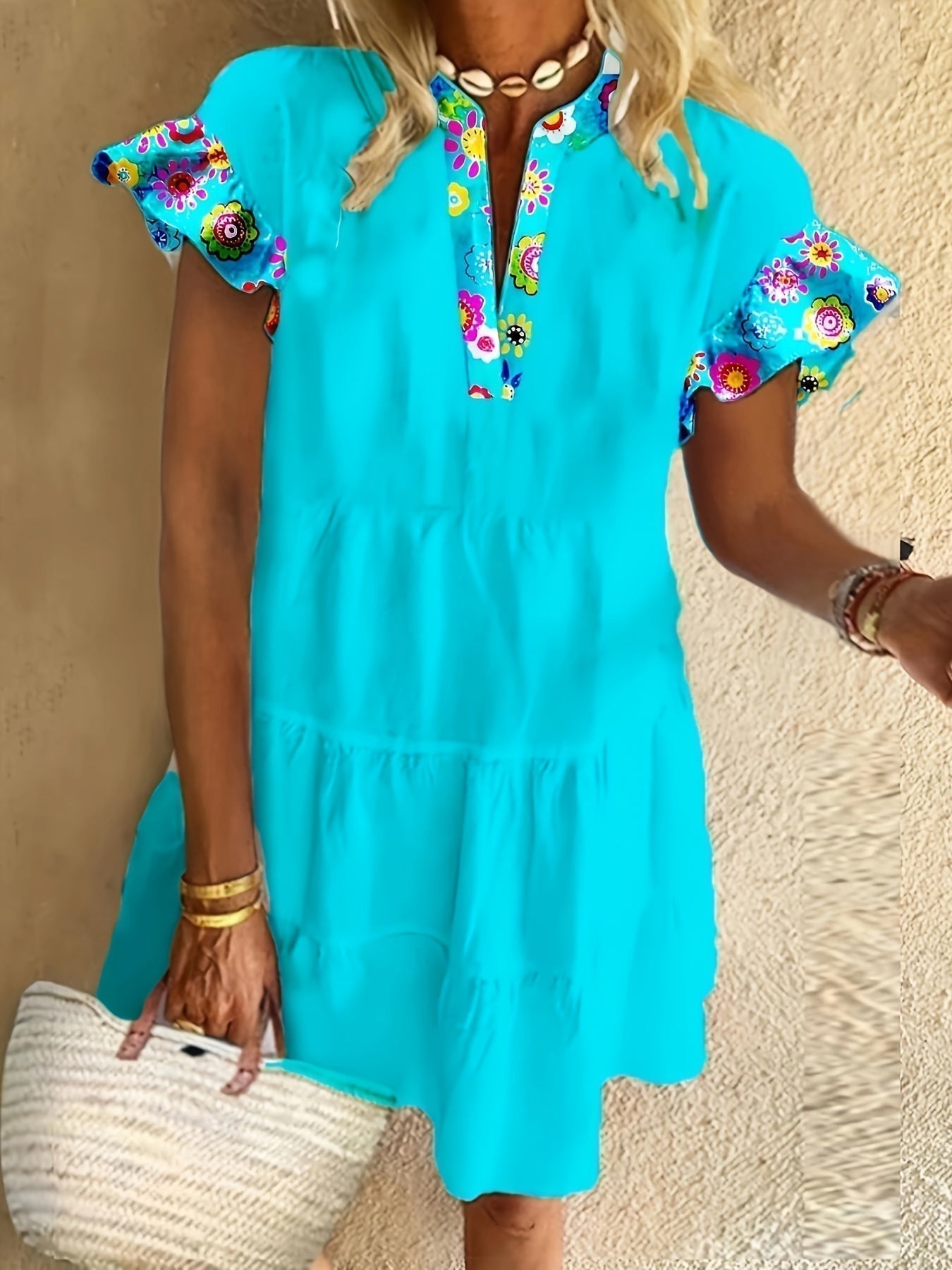 Madeline | Women’s Mini Dress with Boho Ruffle Sleeve