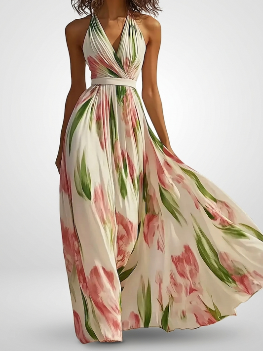 Romilly | Women’s maxi dress with halter chiffon floral print