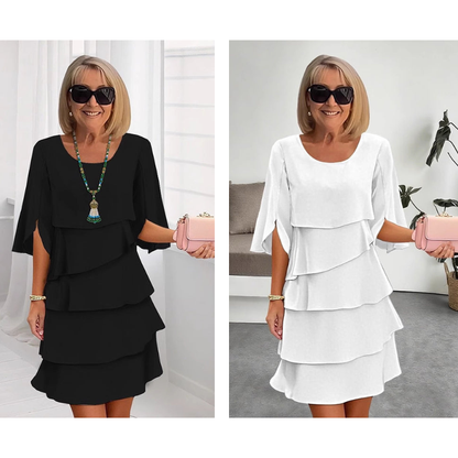 Celestine | Women’s chic layered dress with soft puff sleeves