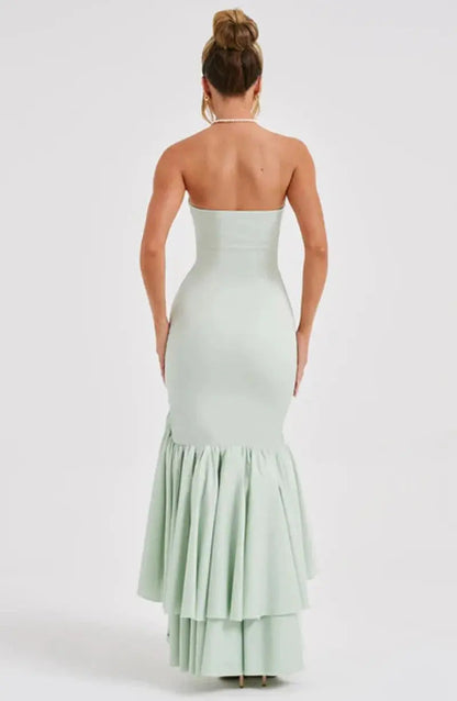 Lysandra | Strapless maxi dress with ruffle slit