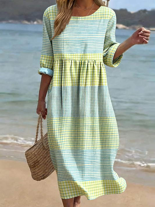 Fiora | Women’s casual midi dress with round neck relaxed fit