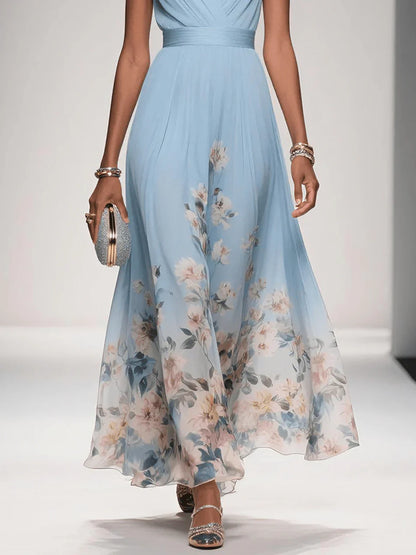 Alouette | Women’s maxi dress with floral print V neck and sleeveless