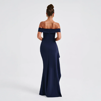 Madison | Women’s Long Dress with Off Shoulder Slit Detail