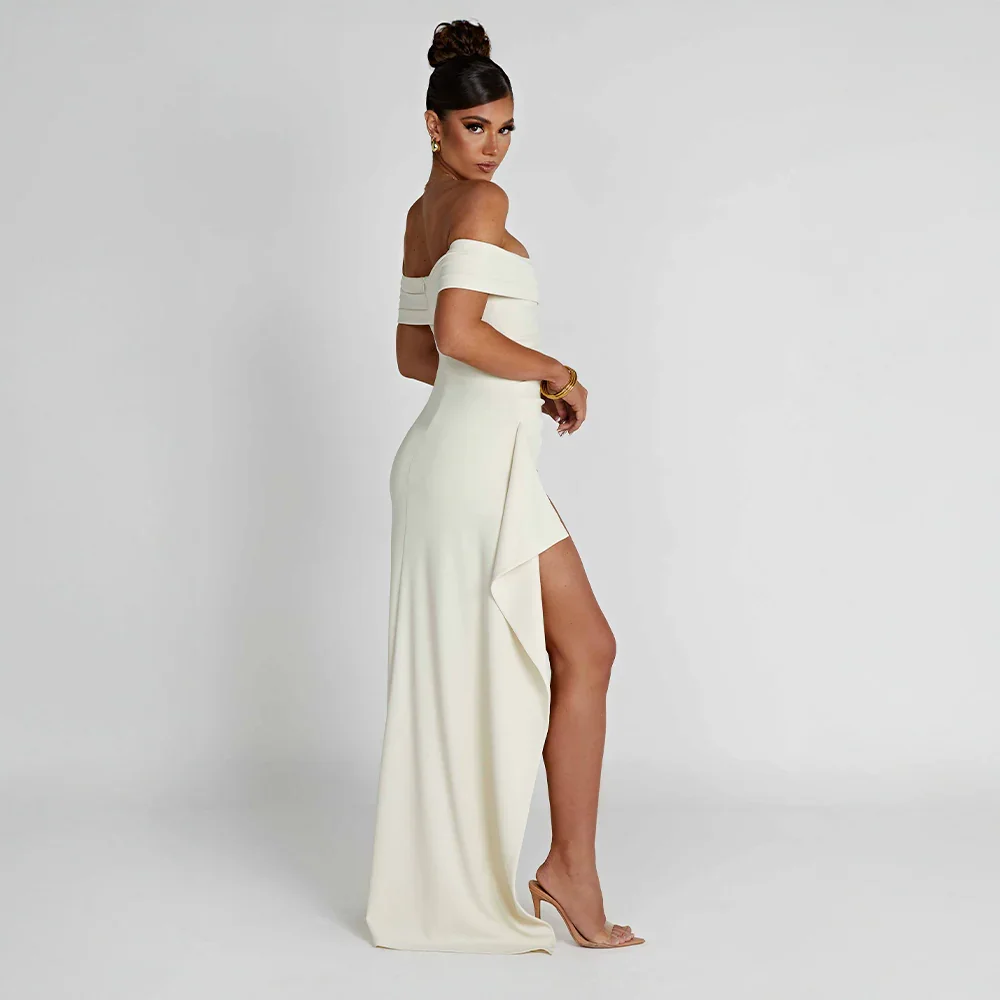 Madison | Women’s Long Dress with Off Shoulder Slit Detail