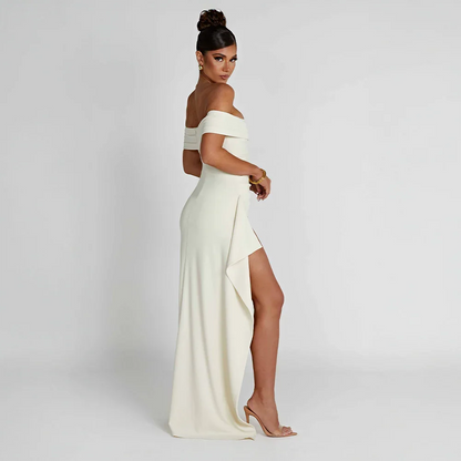 Madison | Women’s Long Dress with Off Shoulder Slit Detail