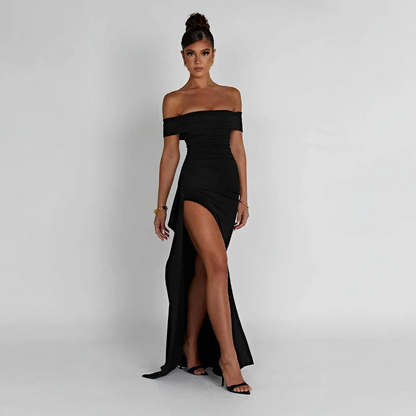 Madison | Women’s Long Dress with Off Shoulder Slit Detail