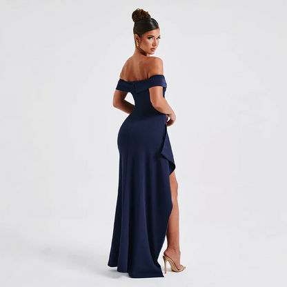 Madison | Women’s Long Dress with Off Shoulder Slit Detail