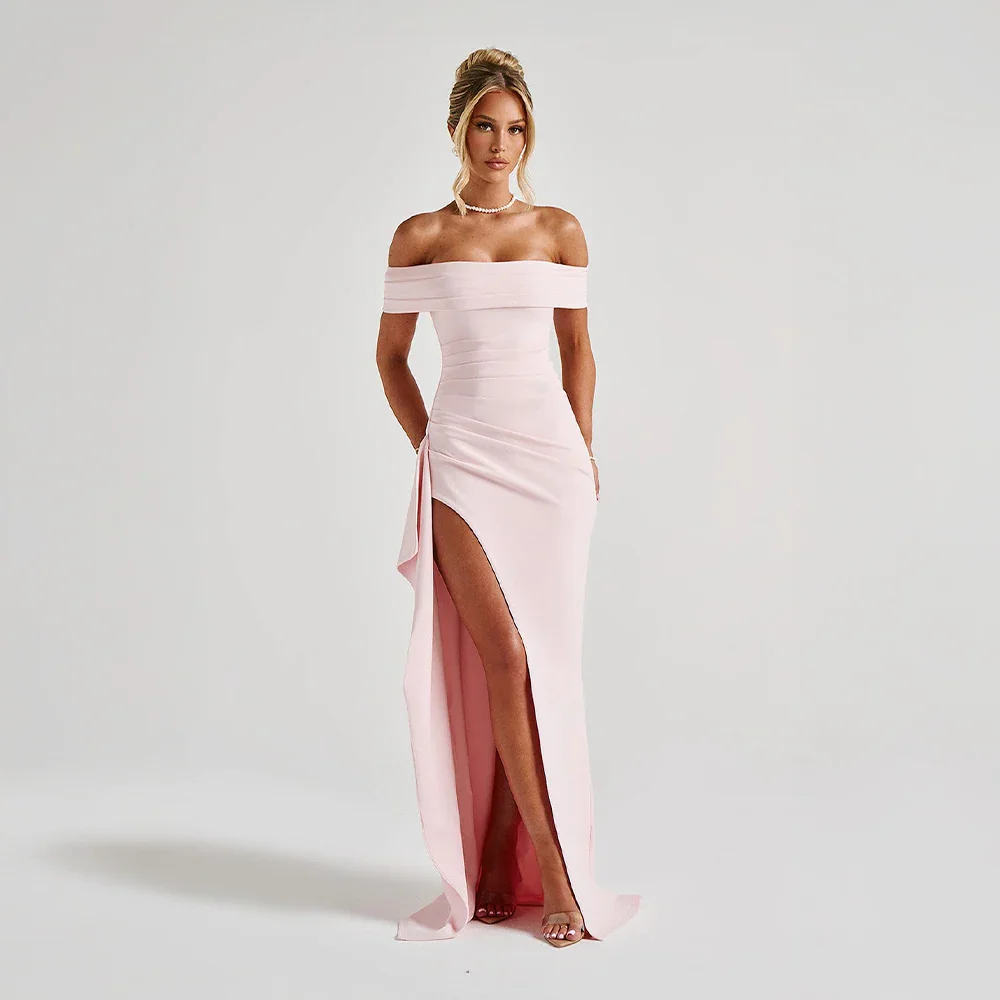 Madison | Women’s Long Dress with Off Shoulder Slit Detail